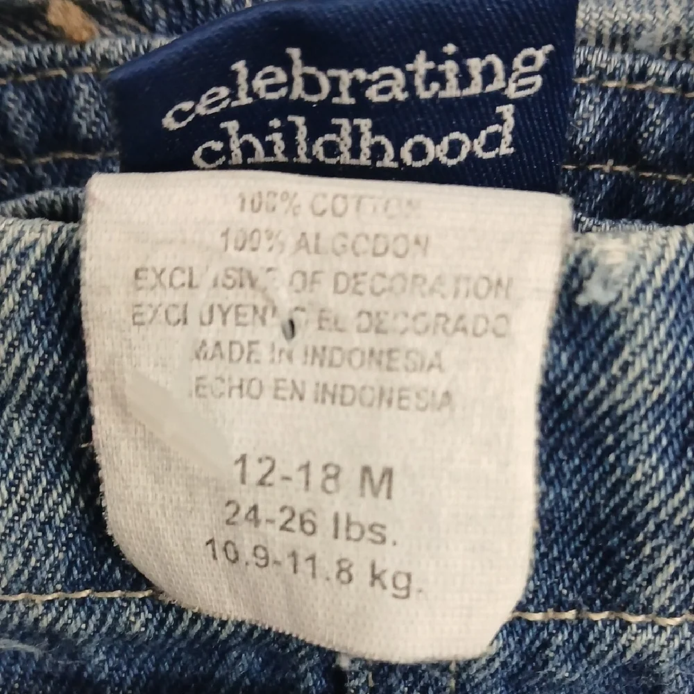 Vintage Carters Boys SZ 12-18 Months Denim Overalls Dump Truck Embroidered